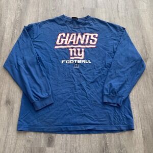 NFL Team Apparel New York Giants Long Sleeve T-Shirt Blue Mens XL Vintage Style